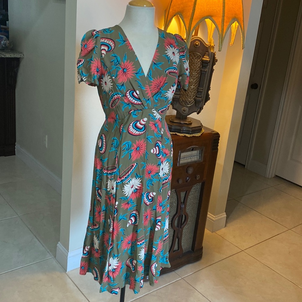 Loco Lindo pinup 40s vintage style sombrero Mexican rayon dress M